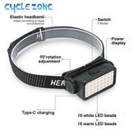 lampe frontale multifonctionnelle modes 16 led blanches 16 led chaleur recharge type