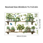 stickers muraux aquarelle plante pot cactus succulente oiseau papillon étagère bois nature bohème chambre