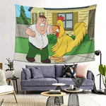 tapisserie dessin animé peter griffin poulet paysage maison durable polyester blanc vert jaune