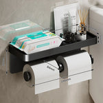 porte serviettes moderne porte papier toilette étagère rangement aluminium gris salle bain adhésif minimaliste