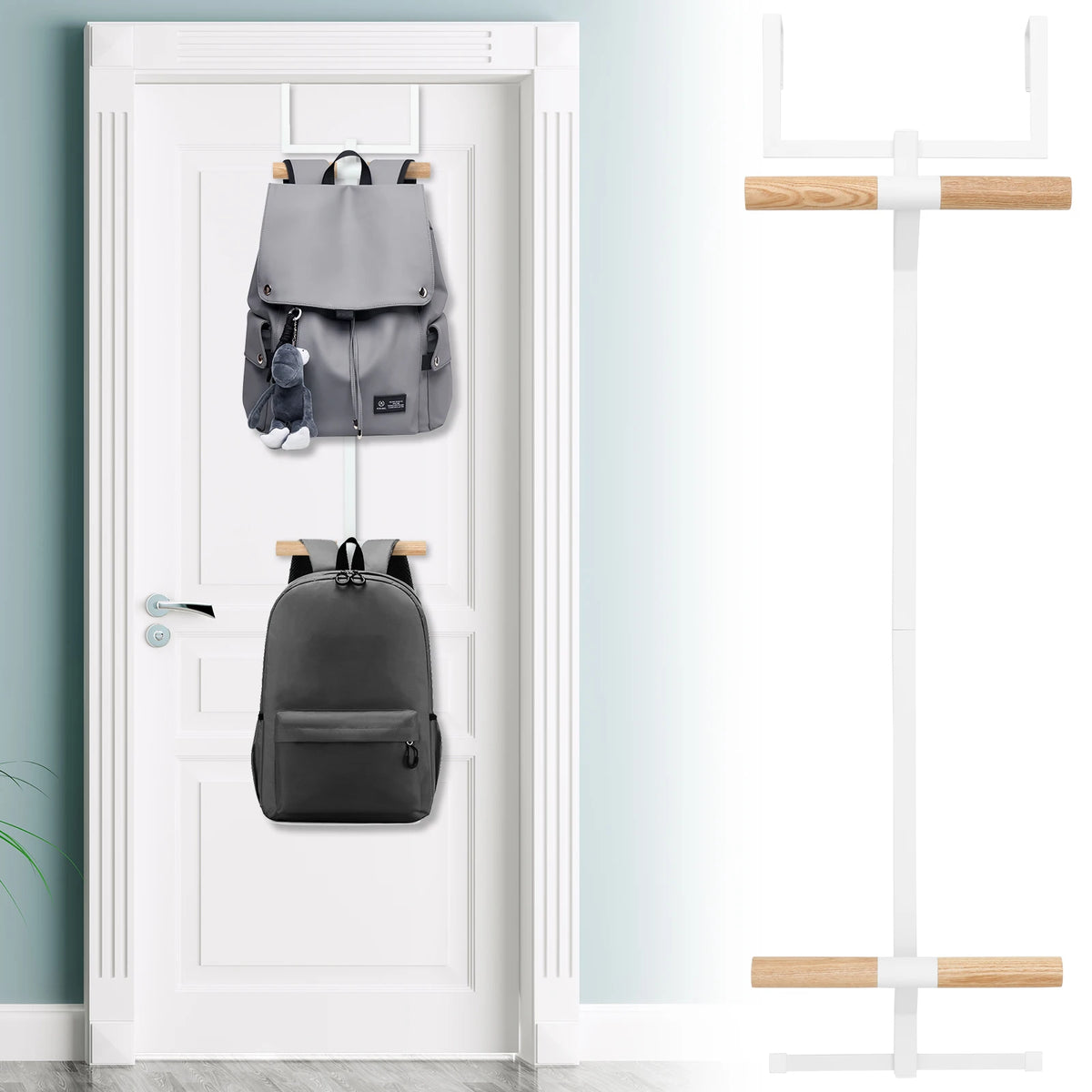 porte manteau blanc minimaliste deux niveaux suspension porte sacs école métal robuste facile moderneécolerangementscolargrandebretècheporte