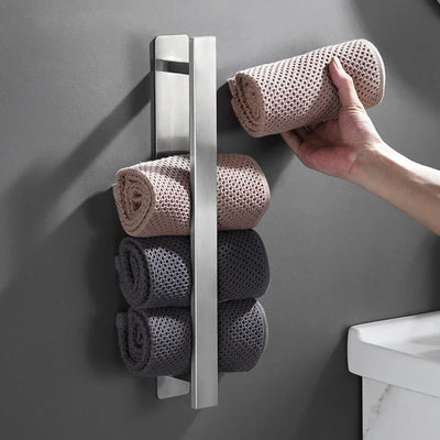 Ensemble accessoires salle de bain auto-adhésif noir argent Ombre Interieur
