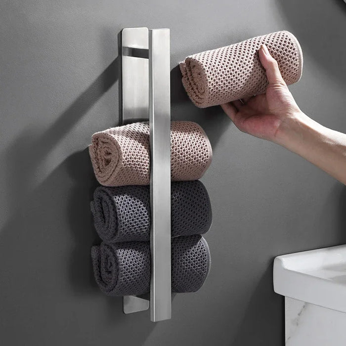 Ensemble accessoires salle de bain auto-adhésif noir argent Ombre Interieur