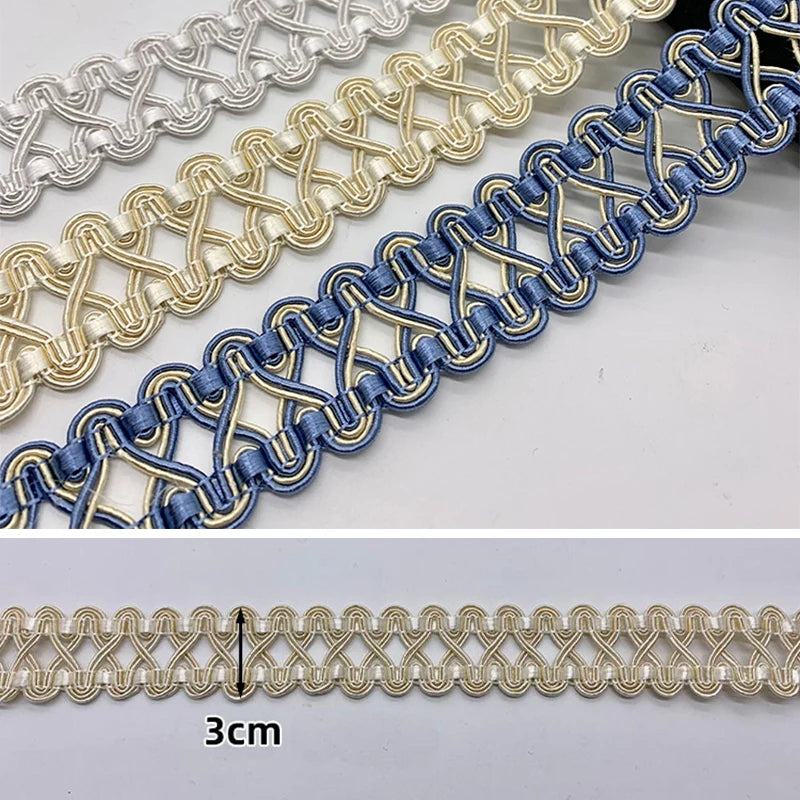 ruban dentelle intégrées largeur 3cm couleurs argent doré classique élégant opaque polyester écologique élastique