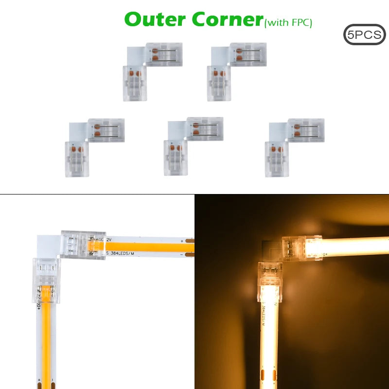 ruban led jaune clips câbles moderne transparent 8mm ip20 ip65 led cob 2835 smd