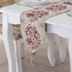 chemin table floral ornements tissu décoratif couleurs variées classique table manger