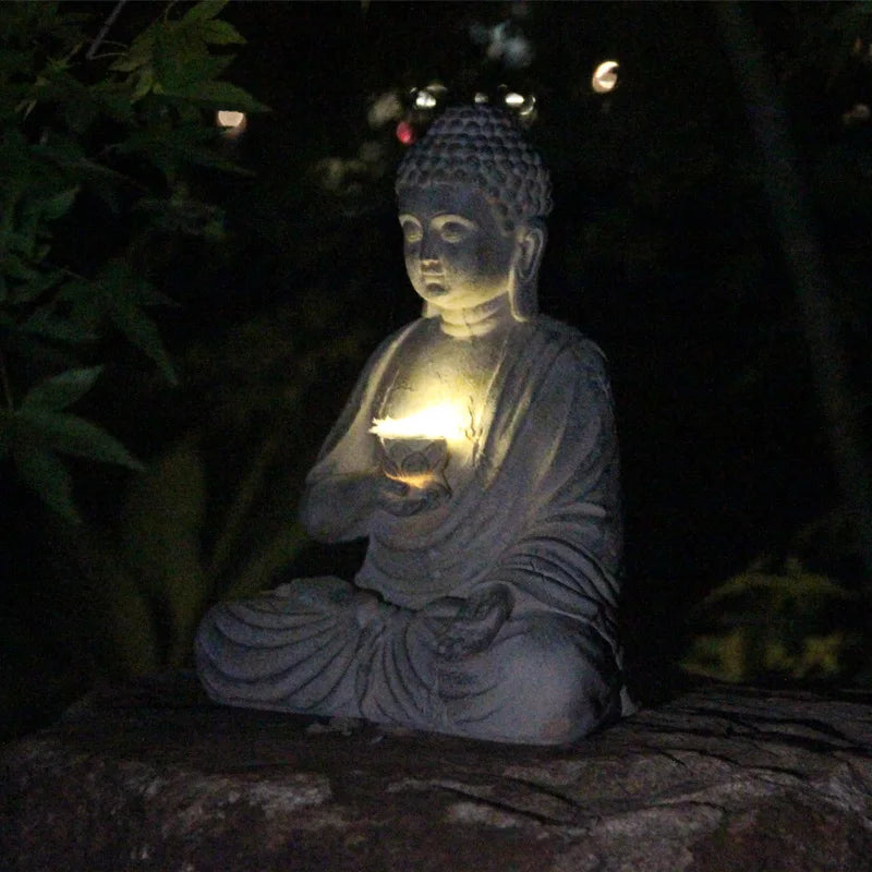 Sculpture Bouddha résine pierre antique patio