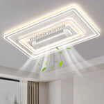 ventilateur luminaire moderne blanc grille ventilation télécommande led minimaliste