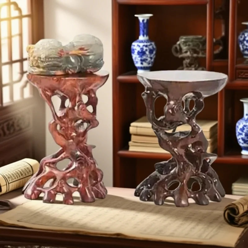 supports décoratifs bois sculpté vintage plantes pot fleur table miniature bases asiatique chinois retro