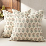 taies d'oreiller motif floral blanc gris decoration maison polyester opaques classique farmhouse 18x18 pouces