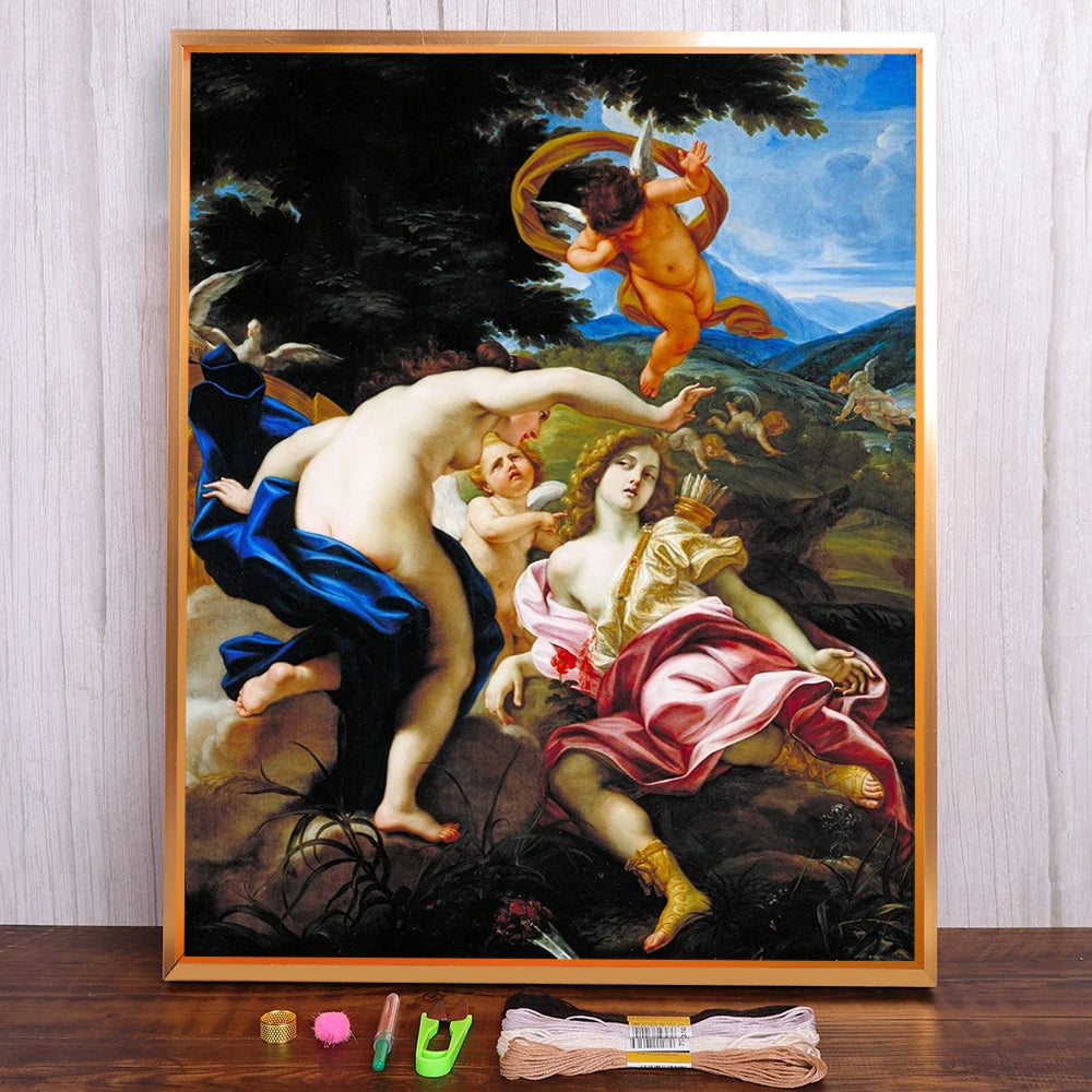 kit broderie point croix motifs scéniques peinture moderne toile coton 11ct diamant painting kit