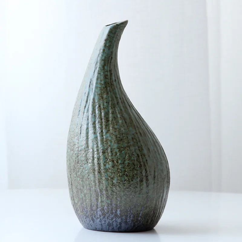 vases céramique moderne rayures horizontales opaques gris vert noirs