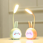 lampe table vert pastel rose pastel dessin animé oreilles lapin moderne pliable recharge usb