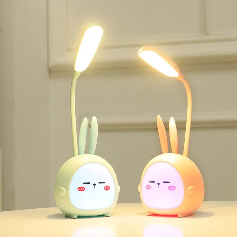 lampe table vert pastel rose pastel dessin animé oreilles lapin moderne pliable recharge usb