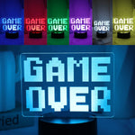 lampe led pixel art game over tactile couleur noire blanche bleue verte rouge jaune