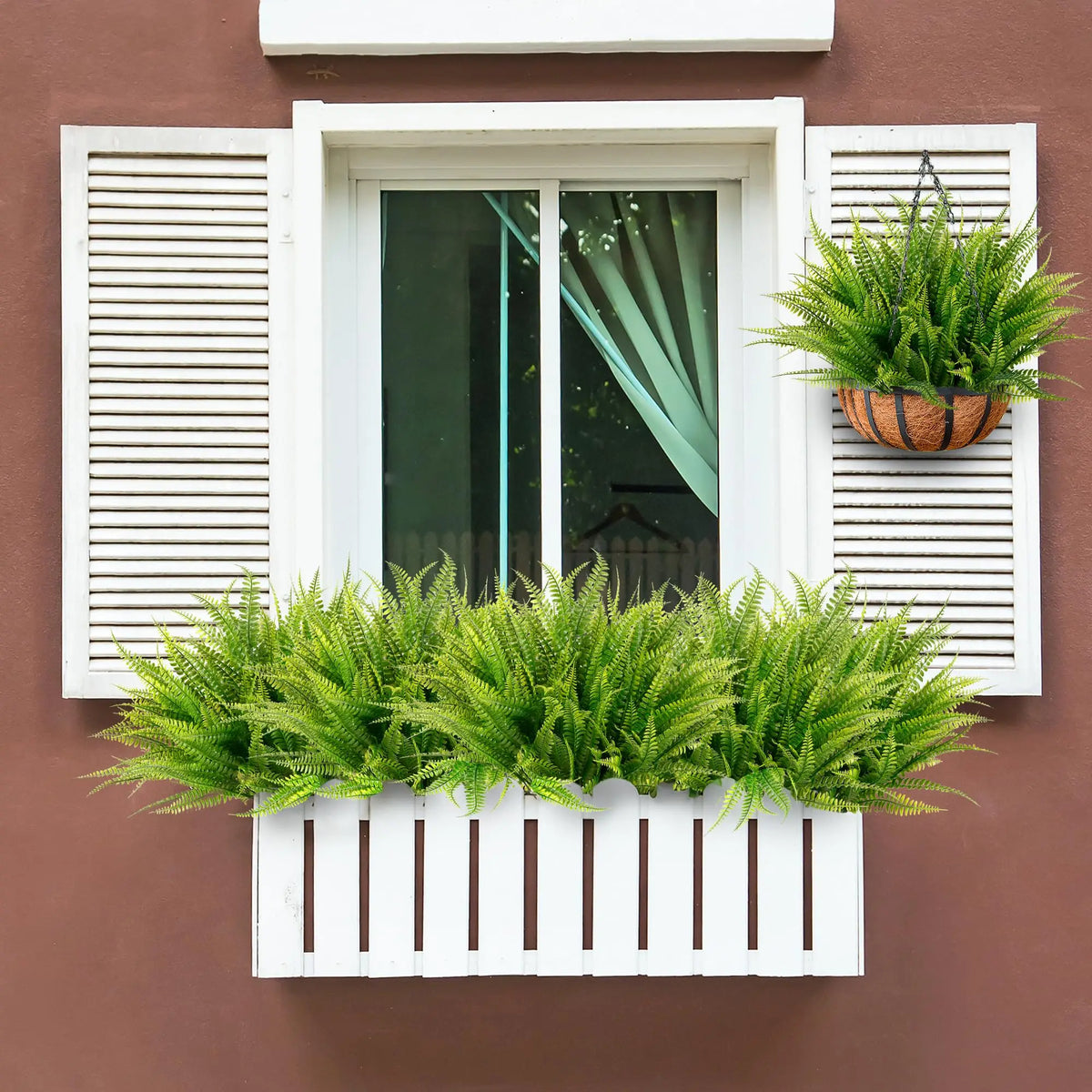 plantes artificielles fougères vertes decoration maison jardin exterieur rustique pots differentes dimensions decoration festive
