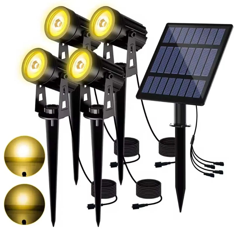 projecteur solaire moderne led noir ip65 étanche jardin extérieur decoration lumiere caliente abs matériaux