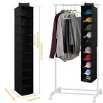 organisateur chaussures suspendu gris non woven polyester pliable moderne 10 compartiments crochets