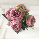 bouquet fleurs artificielles pivoine rose blanches decoration maison mariage anniversaireintérieur