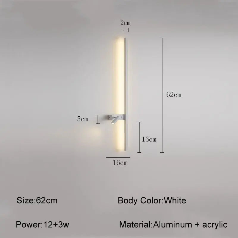 lampe murale moderne 92cm noir blanc vis fixation chambre salon entree