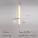 lampe murale moderne 92cm noir blanc vis fixation chambre salon entree