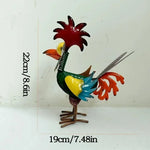 statuettes coq couleur rouge jaune vert orange bleu violet plumes décoratives champêtre rustic