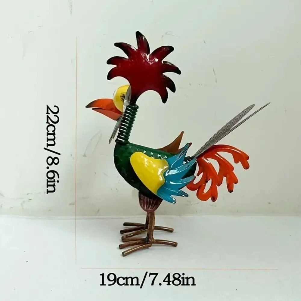 statuettes coq couleur rouge jaune vert orange bleu violet plumes décoratives champêtre rustic