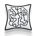 coussin abstrait brodé visages blanc moderne nordique 45x45cm decoration canapé chaise véhicule