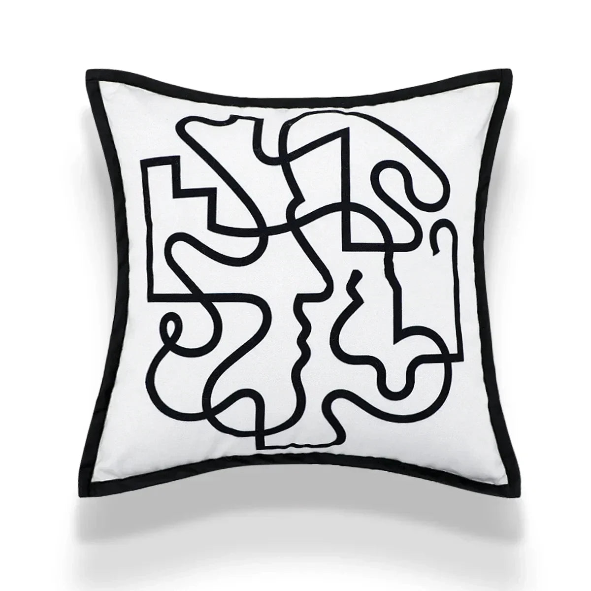 coussin abstrait brodé visages blanc moderne nordique 45x45cm decoration canapé chaise véhicule