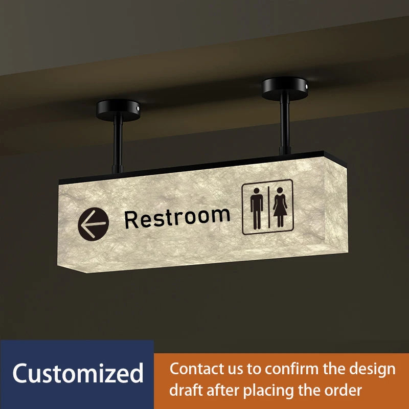 panneau indicateur lumineux led moderne toilets pictogrammes grunge beige noir minimaliste