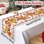 table noël chemin rouge blanche doré père noël flocons merry christmas festive