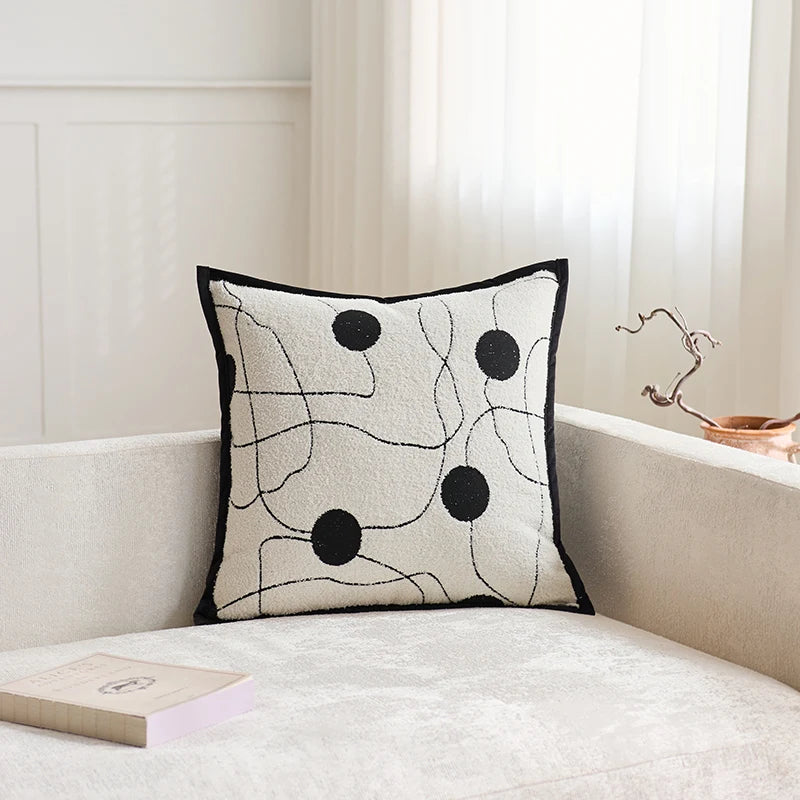 housse coussin géométrique noir blanc modernes 45x45cm amovibles lavables adultes casa bohème