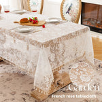 nappe table broderie florale beige réutilisable machine classique tassel mariage fêtesextérieur