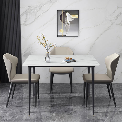 table manger rectangulaire moderne marbre gris noir métal petit meuble salle manger maison
