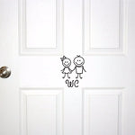 autocollant mural noir stick figures wc simple cartoon salle bains pvc 16cm 13cm