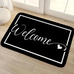 tapis d'entrée moderne lettrage welcome noir blanc jaune motifs tournesols antidérapant polyester 40x60cm