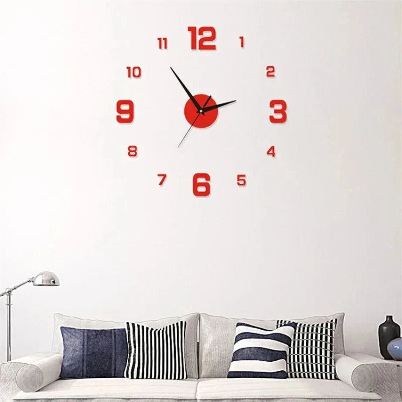 horloge murale moderne vert fluo rouge blanche dorée noire adhésive numérique salon chambre coucher