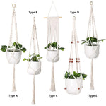 panier suspendu macramé motif géométrique boho chic couleur beige plante incluse fixations decoration maison