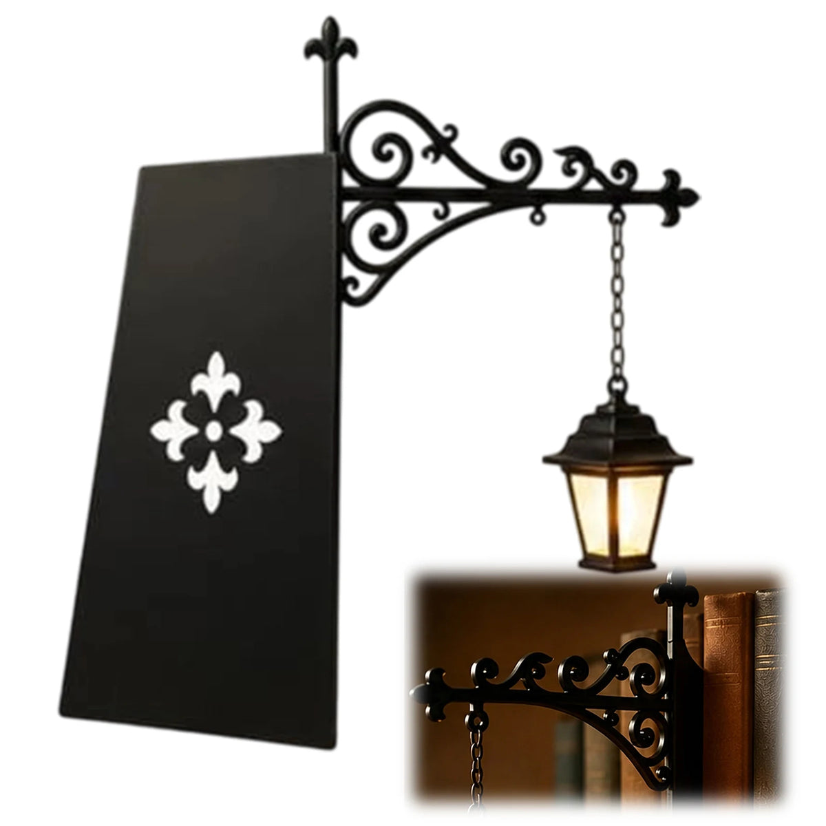 lampe suspendue classique lampe bibliothèque ornementation rinceaux motif géométrique noir vintage(chaines)