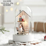 décoration noël miniature maison verre animaux sapin cadeaux lettres noel base plate