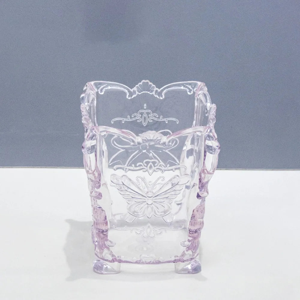 boîte rangement transparente papillon rose pinceaux bijoux organisateur moderne respectueux environnement multifonction
