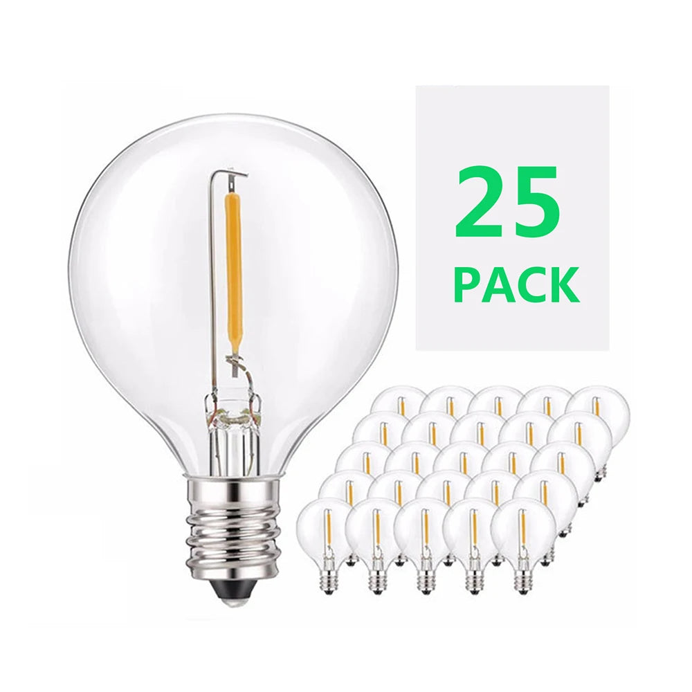 ampoule led g40 transparente filament doré globe vintage blanc chaud 2700k clips suspension jardin