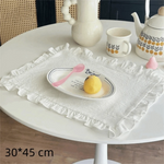 serviettes table classiques coton blanc vert rose jaune beige ruban fini bord rond dimension