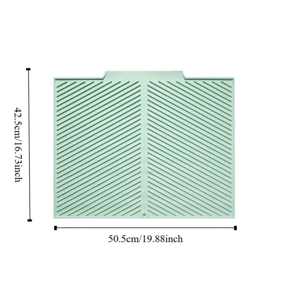 tapis cuisine vert pastel rayures diagonales moderne sans fixation 42.5cm 50.5cm