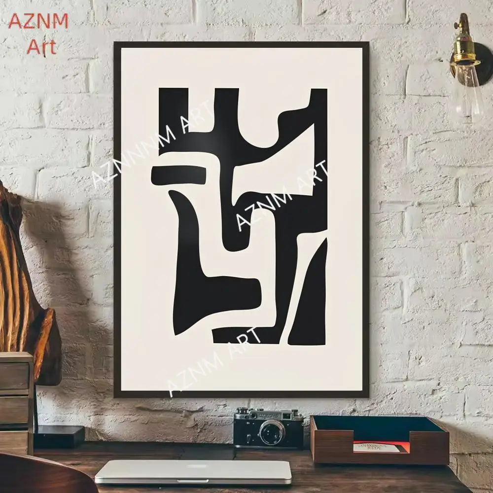 affiches art abstrait moderne minimaliste noir blanc toile salon chambre coucher