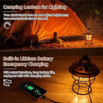 lanterne camping vintage led recharge usb portable métal noir blanc bronze