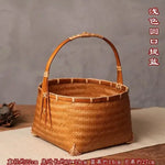 panier rangement tissé bambou marron traditionnel poignée bois rangement pique niqueextérieur thé