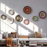 assiette décorative ethnique boho chic motif zigzag couleur naturelle mur cuisine salon maison rustique