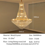 lustre classique doré cristal câbles suspension salon chambre lumière 4000k 3000k 6000k