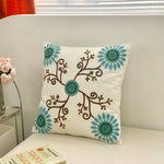 taies d'oreiller décoratives fleur brodées polyester coton respectueux environnement jacquard blanc vert violet turquoise